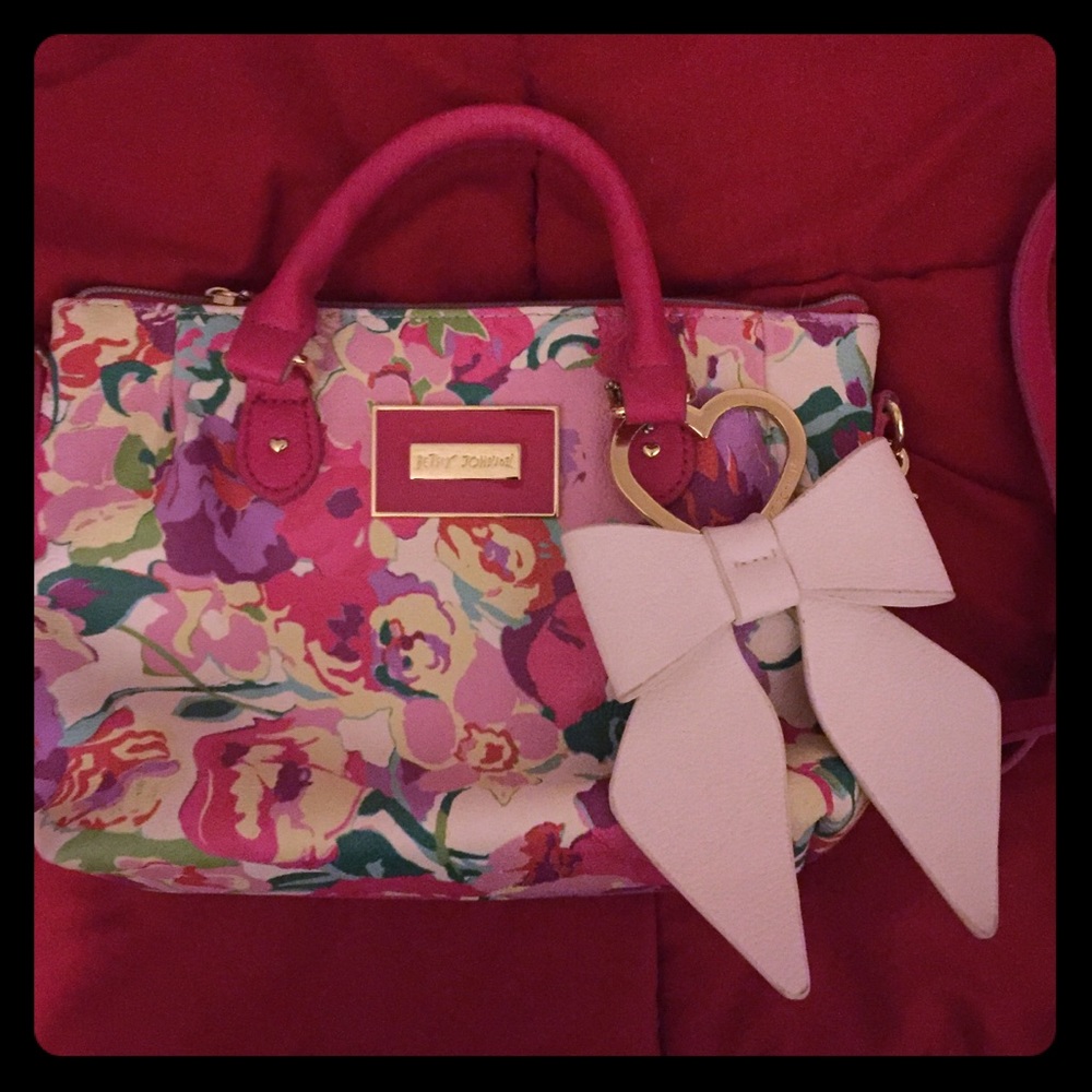 Betsey johnson floral pink crossbody handbag